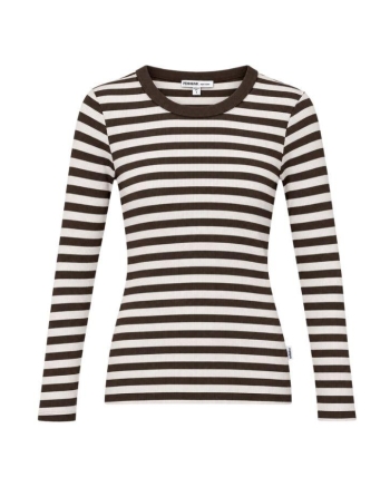 Penn & Ink Longsleeve stripe 655/05 tabac-ecru
