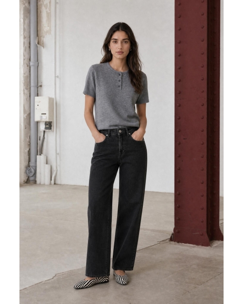 Jane Lushka Moon plain knit top Grey Melange #060
