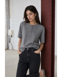 Jane Lushka Moon plain knit top Grey Melange #060