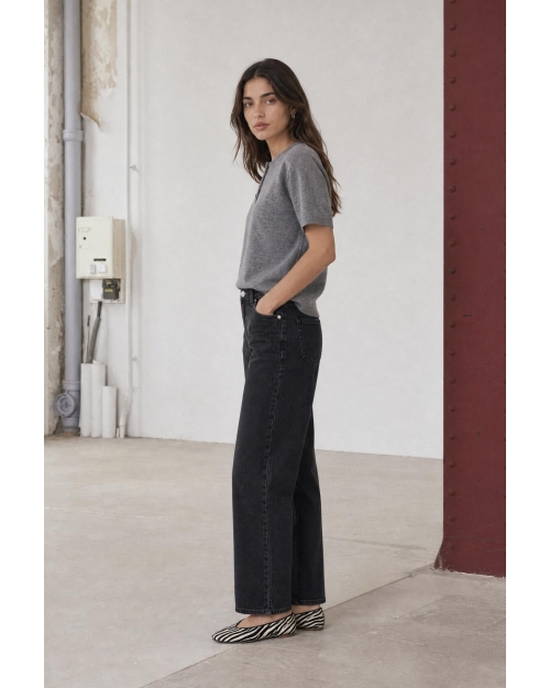 Jane Lushka Moon plain knit top Grey Melange #060