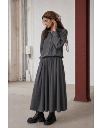 Jane Lushka Rapanui light flannel long skirt Dark Grey #93 