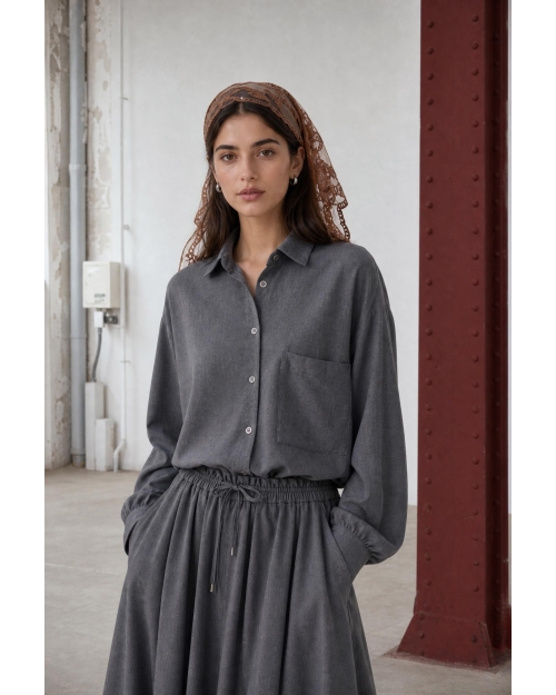 Jane Lushka Camilla light flannel blouse Dark Grey #93