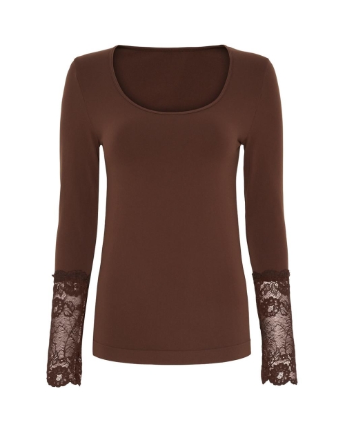 Tim&Simonsen Top lace sleeve Cioccolato