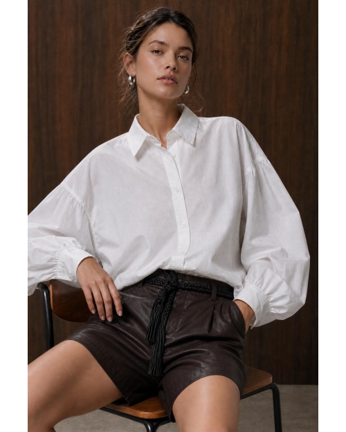 Jane Lushka Adelina cotton oversized blouse White