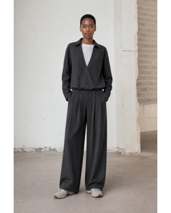 Jane Lushka Sloan viscose pleated pants Anthracite