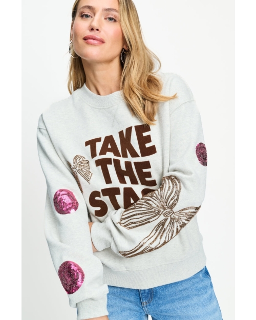 POM Amsterdam SWEATER - Sascha Take The Stage 800 Grey