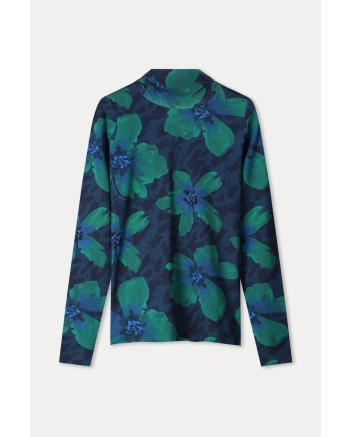 POM Amsterdam TURTLENECK - Romi Jersey Bloom Teal Green 700 Green