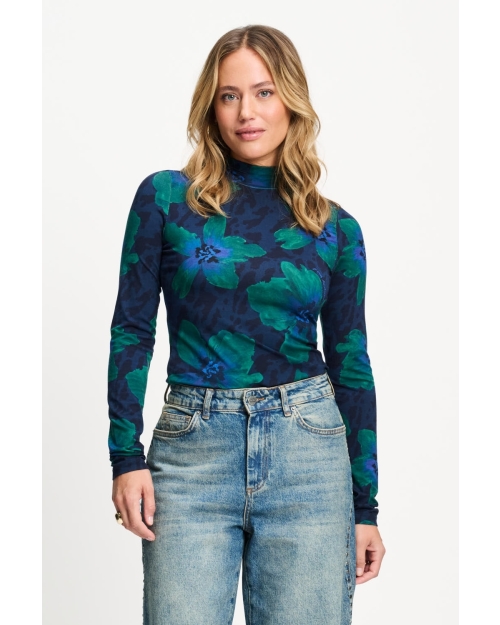 POM Amsterdam TURTLENECK - Romi Jersey Bloom Teal Green 700 Green